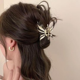 Yheakne Vintage Metal Butterfly Hair Claw Clip Gold Butterfly Hair Clip Barrette Claw Hair Clip Hold Ponytail Claws Barrette Clamp Accessories Headwear Hairclip Jewelry for Women (Gold)