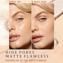 Oil Control Face Pressed Powder, Mate Smooth Flawless Fixture Powder Maquillaje, Polvo de Acabado Resistente Al Agua de Larga Duración, Cosméticos Faciales Ligeros Sin Crueldad,0.35Oz(Beige N