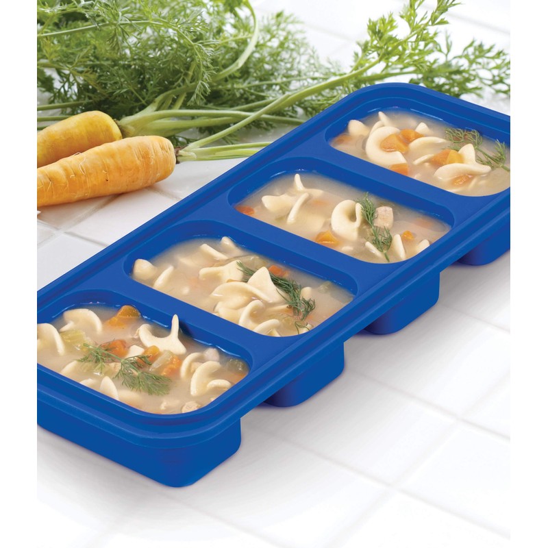 HIC Kitchen Prep-N-Freeze Portion Tray with Lid, Collapsible European-Grade Silicone,