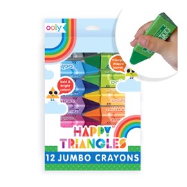 Ooly Ooly Jumbo Triangle Crayons for Toddlers Set of 12, Easter Activities for Toddlers, Non-Toxic Triangle Shaped Easy to Hold Crayons for Toddler Ages 1-3, No Rolling Crayon
