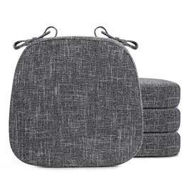 SINOSSO Thickened 2.5" Dining Chair Cushions, Soft Blended High Density Support Foam Kitchen Seat Cushions with Ties, U-Shaped Non-Slip Indoor Chair Pads, 16.5" x 16", 4 PCS, Light Gray