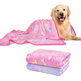 1 Pack 2 Dog Blankets Soft Fluffy Cute Paw Pattern Fleece Pet Blanket Warm Sleep Mat Cute Print Design Puppy Kitten Blanket Doggy Mat Paw Print for Animals