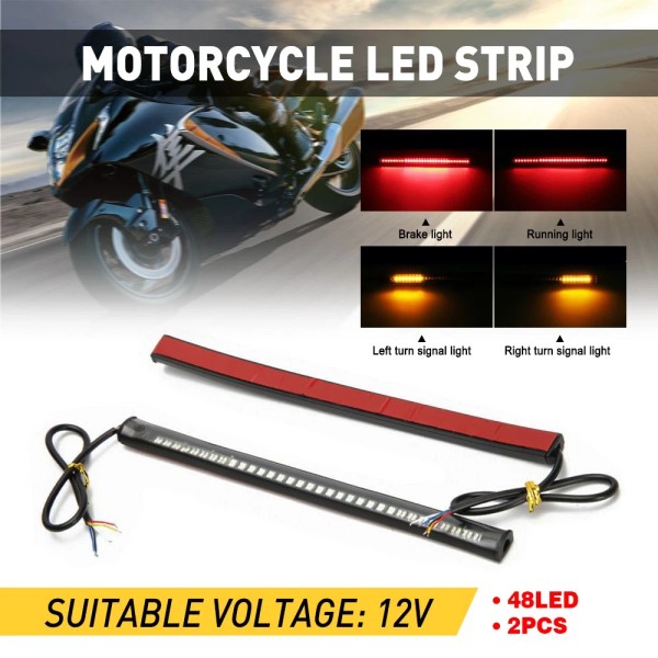 Unbranded 48 LED Motorcycle Amber Flexible Turn Signal 2 Integrated