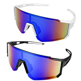 Ghazpmuk Pack of 2 Sports Sunglasses, Polarised Cycling Glasses, Sports Glasses, Road Bike Glasses, UV400 Protection, Cycling Glasses, Fast Glasses, Running Glasses for Outdoor Activities such as
