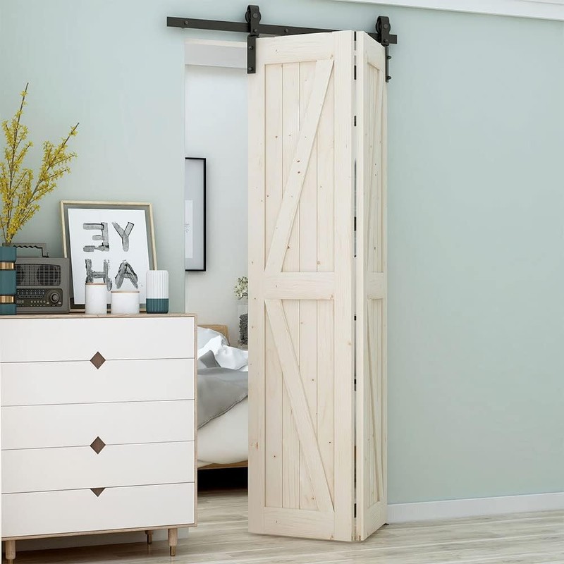 LTIYITL 34" Bi-Folding Sliding Barn Door Hardware Kit,Heavy Duty,Wall Mount
