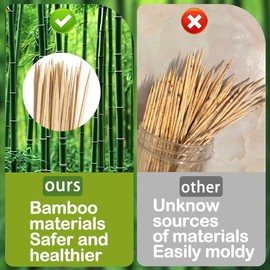 200 PCS 8 Inch Bamboo Skewers for Appetizers, Toothpicks, Cocktail Picks for Drinks, Fruit Kababs, Sausage, Barbecue Snacks, Natural Wooden Paddle Skewer Mini Food Sticks, Charcuterie Accessories