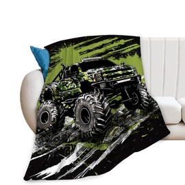 Camo Truck Blanket Plush Cozy Cool Car Throw Blankets for Girls Boys Women Men Kids Flannel Fleece Ultra Soft Fuzzy Party Blanket Gifts for Bed 50"X40"