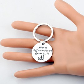 LQRI Quran 3:173 Keychain Allah Gift Islamic Bible Verse Jewelry Islam Religion Gift Islamic Arabic Quran Gift (Quran 3:173)