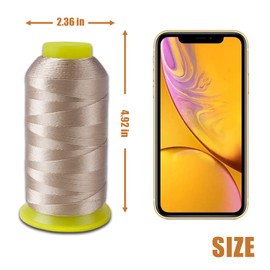 4Pcs Brown Bonded Polyester Thread for Sewing,210d/3 Upholstery Thread Heavy Duty,4 Cone of 1500 Yards Each Leather Sewing Thread, Weave Needle,Serger Overlock Machine for Sewing Hair Extension Thread