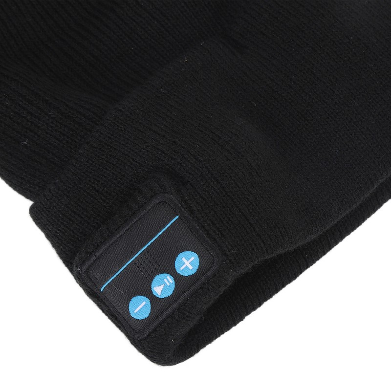 LED Beanie Hat with Headphones Wireless Black Musical Knitted Cap