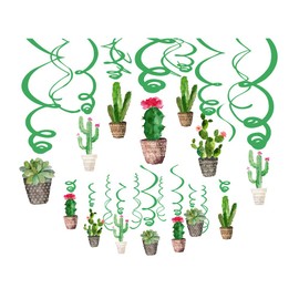 CC HOME 30Pack Succulent Cactus Hanging Swirls Cactus Streamer Birthday Party Decorations Succulent Themed Party Favors for Holiday Baby Shower Home Decoration
