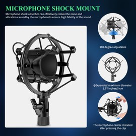 Professional Condenser Microphone Kit, with Boom Arm Stand Pop Filter Shock Mount Mute USB Microphone for Podcast Recording Video Gaming Singing Streaming YouTube