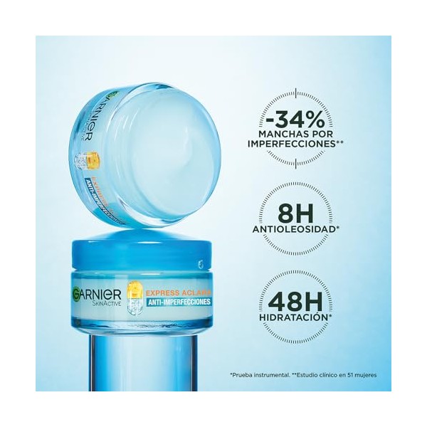 Garnier Express Aclara Crema Hidratante Matificante Anti-imperfecciones, controla oleosidad e