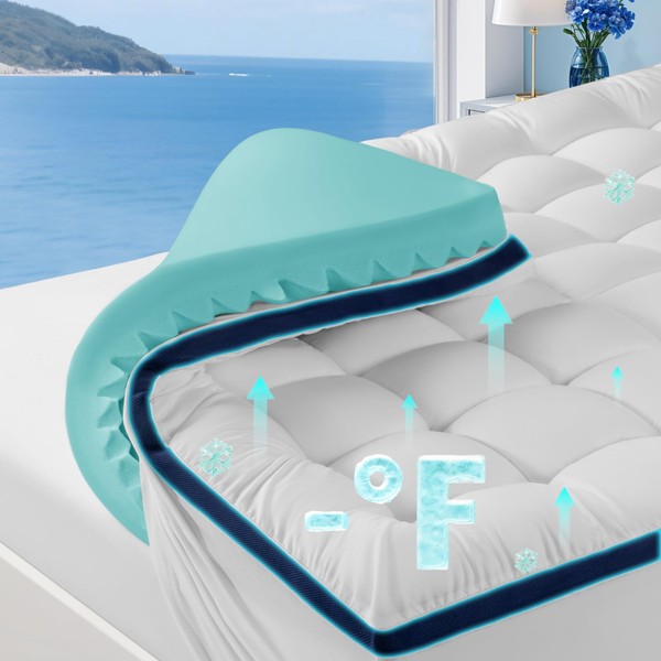 4 Inch Memory Foam Dual-Layer Mattress Topper Queen Size -