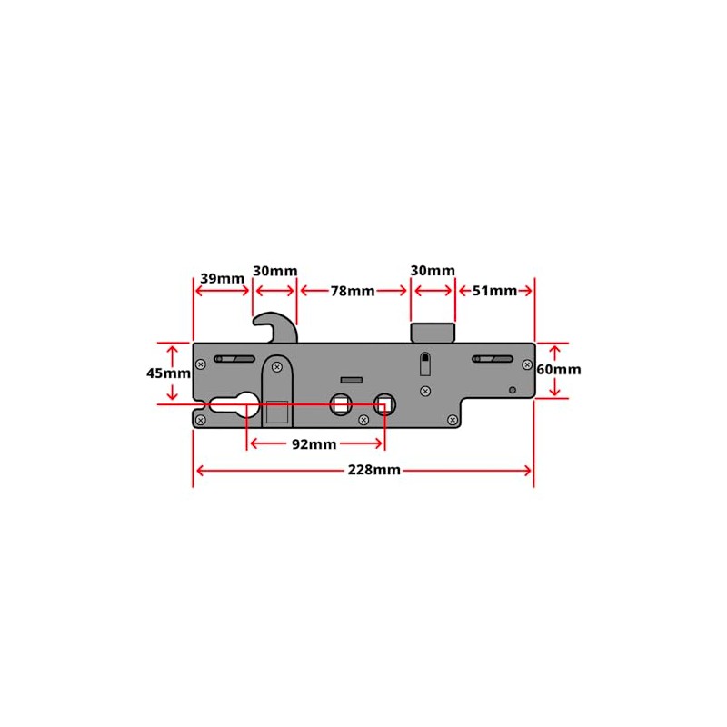 Ingenious Door Lock Gearbox Centre Case 45mm Backset 92pz