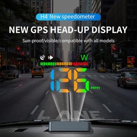 AMHVMU Car HUD Heads Up Display, Speedometer, GPS Digital Speedometer Display, MPH, Wireless Speedometer, USB Port, Plug and Play, Suitable for All Cars