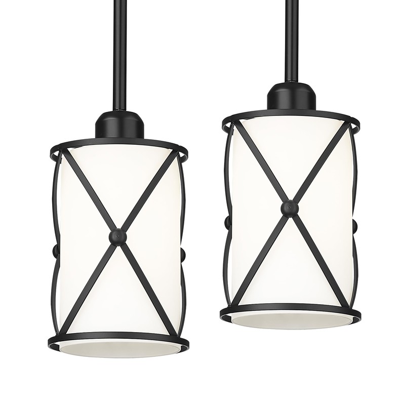 Osimir Glass Pendant Lights Kitchen Island, 2 Pack Modern Black