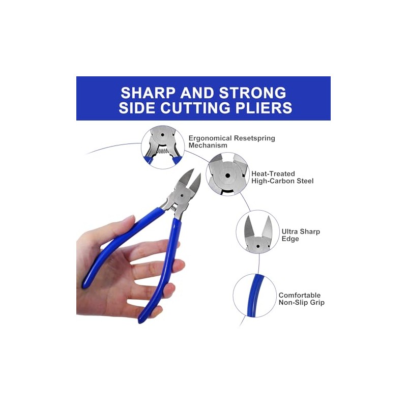 2 Pack Wire Cutters Set, 6"+5" Sharp Flush Cutters, Spring
