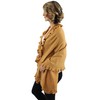 Camel Knit Poncho Shawl With Ruffled Edge