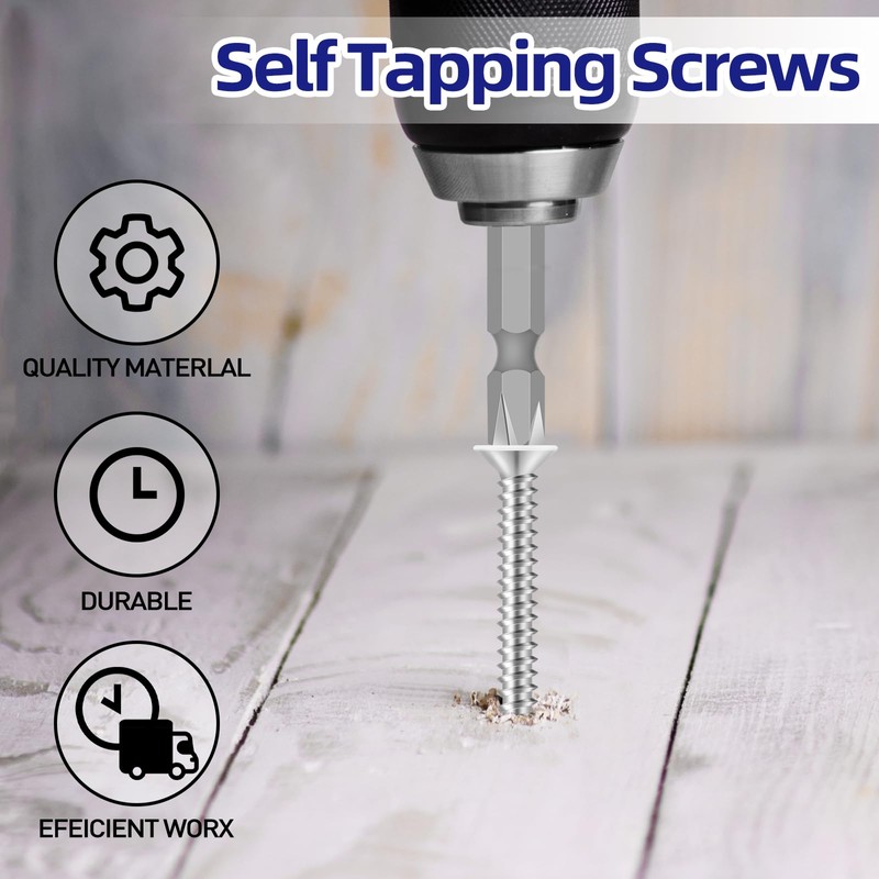 Etauwe #6 x 3/4" Flat Head Self Tapping Screws, White