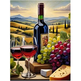 Wine Themed Tuscany Vineyard Pattern A1130 Accent Tile Mural Kitchen Bathroom Wall Backsplash Behind Stove Range Sink Splashback One Tile 8"x10" Ceramic, Glossy