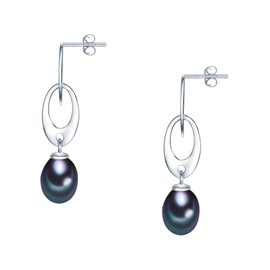 Valero Pearls Sterling Silver 925 rhodium-plated Ladies Stud earrings with Freshwater cultured pearls peacock-blue 60201247