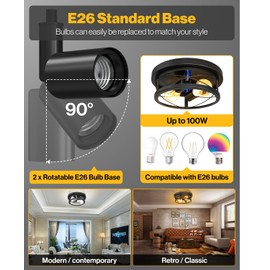 Sunco 11 Inch, Arbor Farmhouse LED Corded Indoor Rustic Vintage Stylish Modern Elegant Industrial Fixture Ceiling Light for Hallway, Kitchen, Bedroom, Living Room, Den, Max 100W, Non-Dimmable