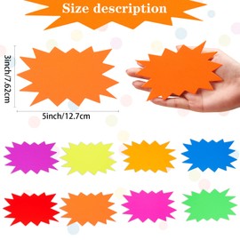 Pack of 96 Neon Paper Starburst Sales Signs Starburst Classroom Name Tags Star Burst Poster Board Star Shape Paper Party Food Label Fluorescent Assorted Colours