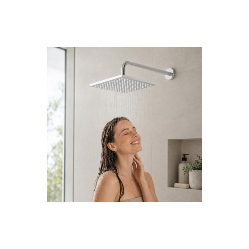 Regadera Tipo Lluvia de Acero Inoxidable con Brazo de Pared