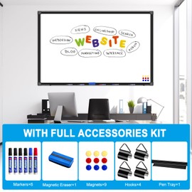 H-Qprobd 48"x24" Magnetic White Board Dry Erase Wall Mount Whiteboard - Office Home Classrooms White Board Hanging Writing Board with Black Aluminum Frame