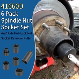 6 Pack Spindle Nut Socket Set, 41660D 4WD Axle Hub Lock Nut Socket Remover Puller Fits For Toyota, Fits For Ford Dana 44 50 80,Fits For F-series 1/2-, 3/4-, and 1-ton Trucks,Fits For GM Vehicles