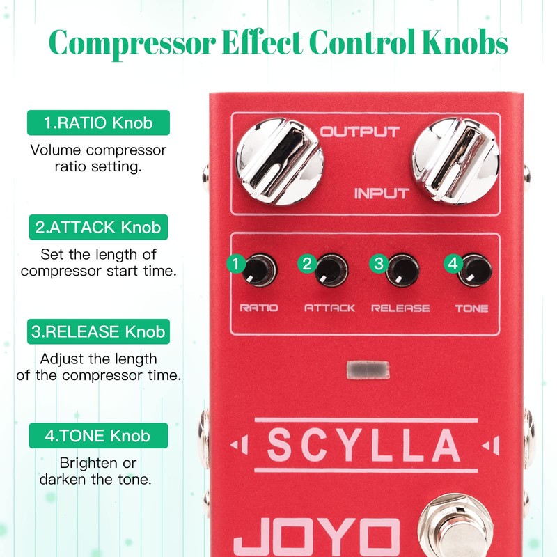 JOYO Bass Guitar Pedals Compressor Effect Pedal with Precise Compression