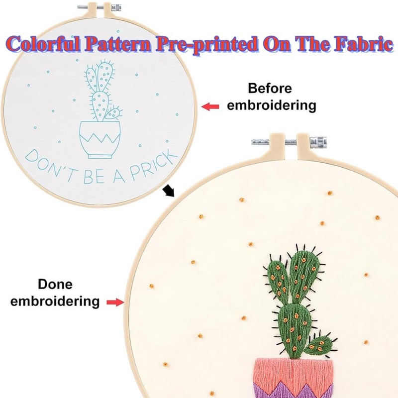 YEESAM ART Embroidery Kit with Mushroom Wreath Merry Christmas Patterns,