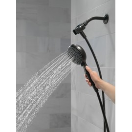 Delta Faucet 6-Spray SureDock Magnetic Shower Head with Handheld Spray, Matte Black Shower Head with Hose, Showerheads & Handheld Showers, MagnaTite Docking, Matte Black 75609BL