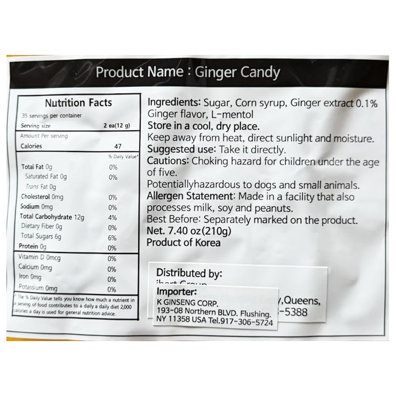 AISAM - Korean Ginger Candy, 7.4 oz (210g) Pack of