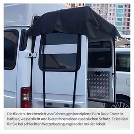 Gemsaya Rear Barn Door Cover, Oxford Fabric Rear Awning Cover Suitable for Ford Transit Custom VW T5 T5.1 T6, Black Motorhome Protection for Renault Trafic Fiat Ducato Box Truck