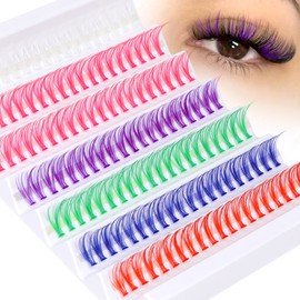 Colored Lashes Cluster Individual Flare Lashes 140Pcs CC Curl Lash Clusters DIY Eyelash Extension Colorful Cluster Eyelashes at Home Lash Extensions Color Lashes by ALPHONSE