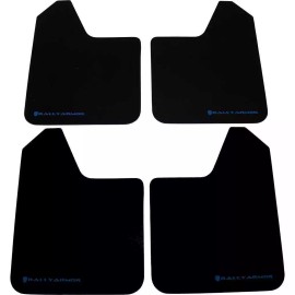 Rally Armor Basic Universal Mud Flaps Set/4 No HW Black w/ Blue Logo MF12-BAS-BL