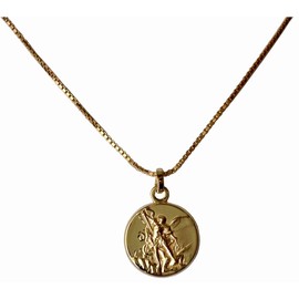 I G J Saint Michael Archangel Medal 925 Silver Gold-Plated with Sterling Silver Chain, Gold, No Gemstone