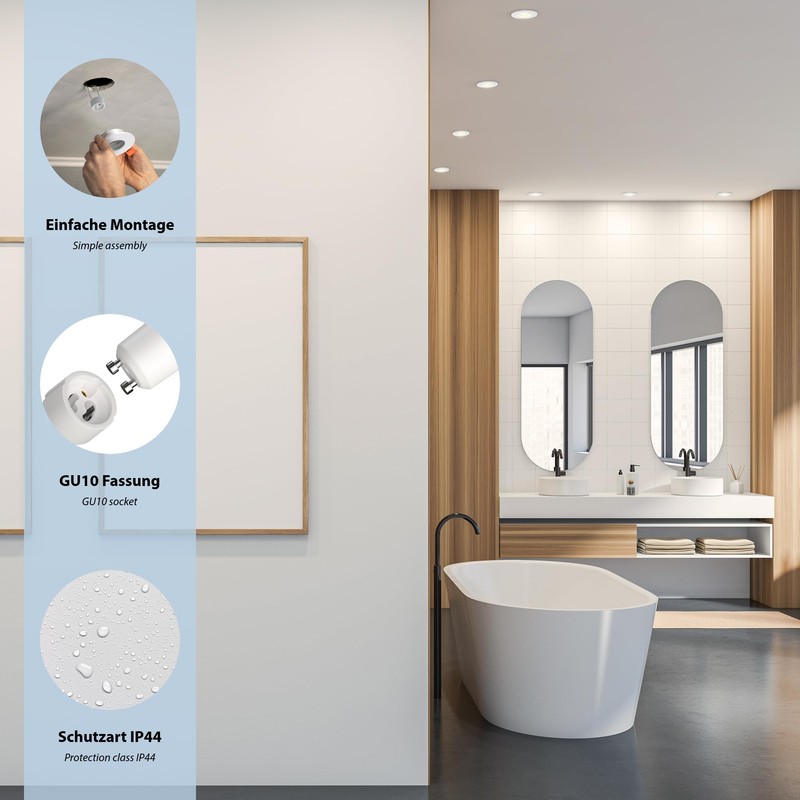 ledscom.de ERID Bathroom Ceiling Mounting Frames for Wet Rooms IP44