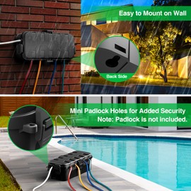 Flemoon Medium Outdoor Electrical Box Waterproof, Bundled W/ 2 Compact Size Outdoor Extension Cord Cover for Outlet, Plug, Socket, Timer, Power Strip, Holiday Light Decoration, Black