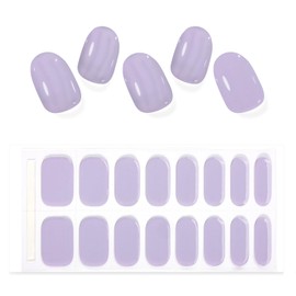 SILPECWEE Semi Cured Gel Nail Strips (Bright Purple Solid - 16PCS), Gel Nail Stickers Full Nail Wraps Need UV Light, Salon Quality & Easy to Use - with Prep Pads, Nail File, Wood Stick