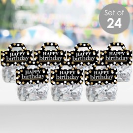Big Dot of Happiness Adult Happy Birthday - Gold - DIY Birthday Party Clear Goodie Favor Bag Labels - Candy Bags with Toppers - Set of 24