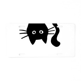 CafePress Black Cat Upside Down Aluminum License Plate, Front License Plate, Vanity Tag