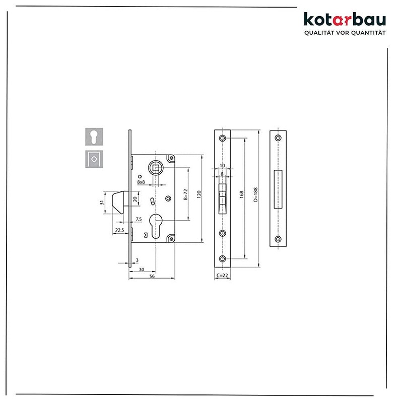 KOTARBAU® Hook Lock Sliding Gates Mortise Lock F-30 Sliding Door