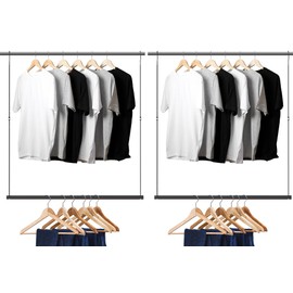 STORAGEIDEAS Hanging Closet Rod, 17-29In Adjustable Width and Up to 37In Height Adjustable Closet Rod Extender, Double Closet Rod Hanging Bar, Space-Saving Tension Hanging Organizer, Black, 2 Pack