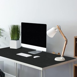 Arthome 43.5 x 305CM Papel de Contacto Vinilo Madera Decorativo,Papel Tapiz Grano de Madera Negro,Vinilo Extraíble para Mueble Estante Encimera de Cocina