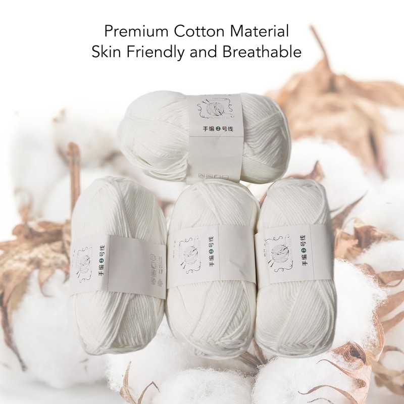 4Pcs Cotton Yarn 3mm Pure Elegant Color Soft Elastic Skin