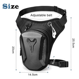 Leg Bag, Motorcycle Leg Thigh Bag for Men Women, Multifunctional Waist Pack with Removable Leg Straps, Expandable Storage Hip Bag for Cycling Riding Running Traveling Camping,Black