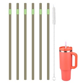 KLOWOAH Replacement Straws Compatible with Contigo Streeterville 40oz Tumbler,with 1 Brush,Pack of 6 (green)